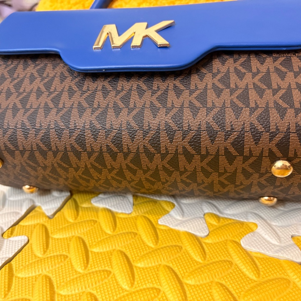 MK Royal Blue and Brown Satchel - Picture 2 of 9